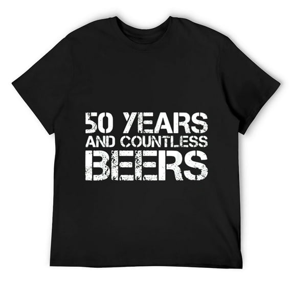 Mens 50 YEARS AND COUNTLESS BEERS Shirt Funny Drinking Gift Idea Black