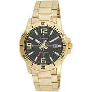 Mens 50-meter Water Resistant Black Dial Stainless Steel Gold Watch MTP-VD01G-1BVUDF