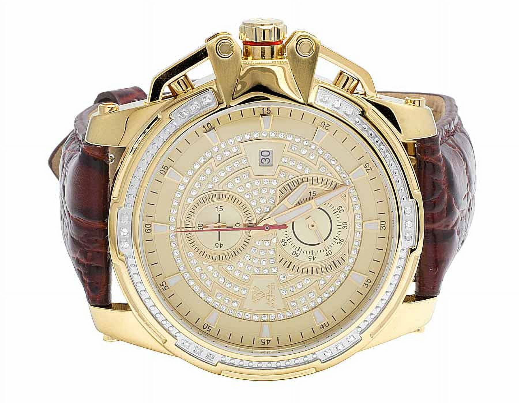 AQUA MASTER Mens 50MM S.Steel Brown Leather Diamond Watch W#352 0.20 Ct