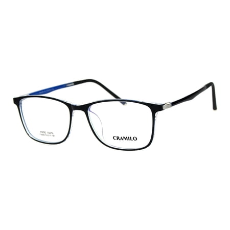 Mens 53mm TR90 Thin Plastic Horn Rim Optical Eyeglasses Frame Black Blue