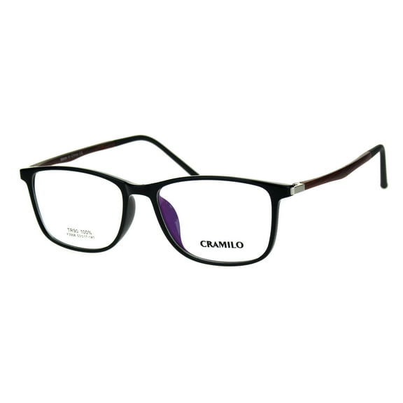 Mens 53mm TR90 Thin Plastic Horn Rim Optical Eyeglasses Frame Black Wood Arm