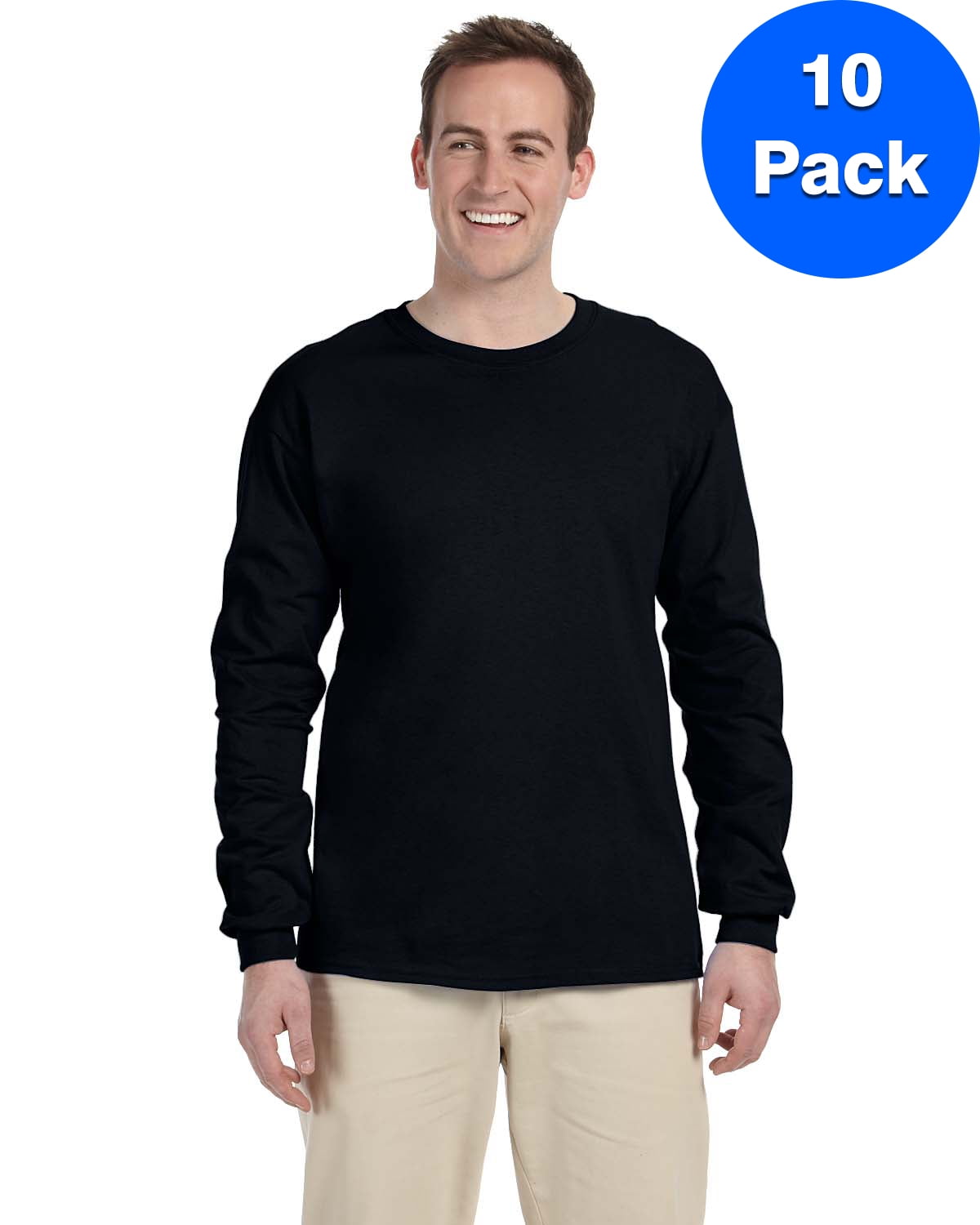 Mens 6.1 oz. Ultra Cotton Long-Sleeve T-Shirt 10 Pack - Walmart