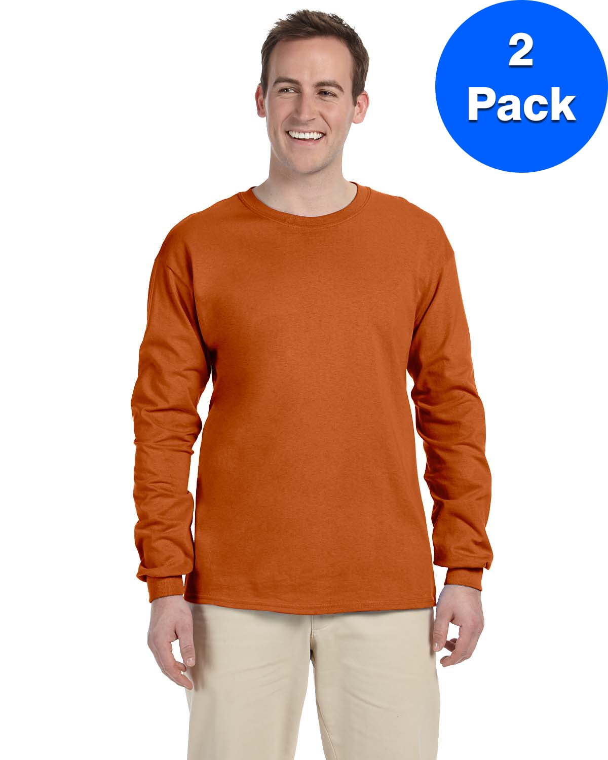 Mens 6.1 oz. Ultra Cotton Long-Sleeve T-Shirt 2 Pack - Walmart.com