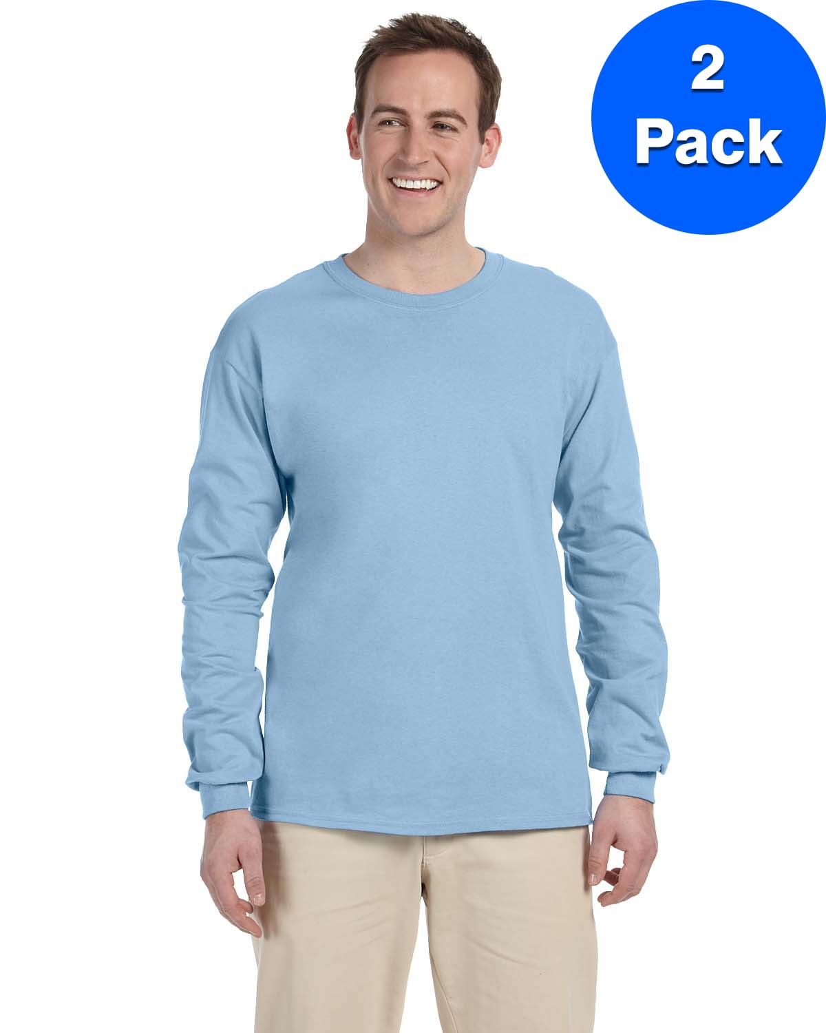 Mens 6.1 oz. Ultra Cotton Long-Sleeve T-Shirt 2 Pack - Walmart