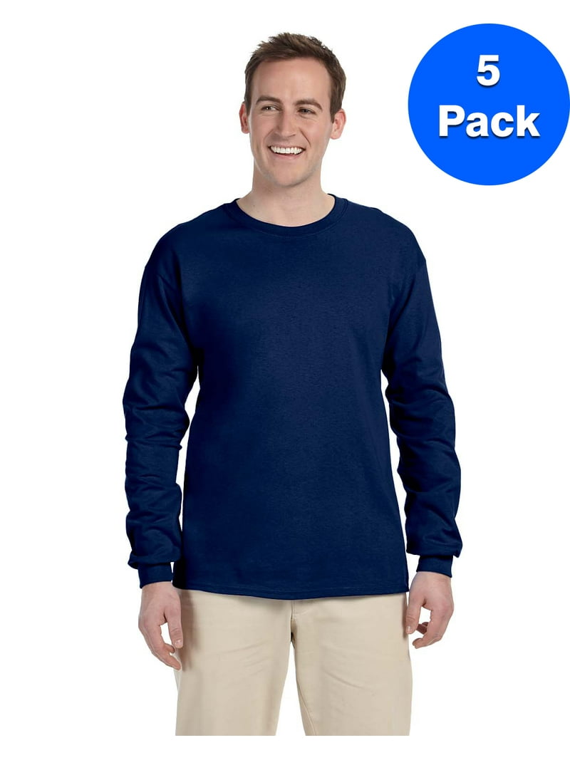 トップス At Last & Co. L-S Tee navy Mens 6.1 oz. Ultra Cotton Long-Sleeve T-Shirt 5 Pack