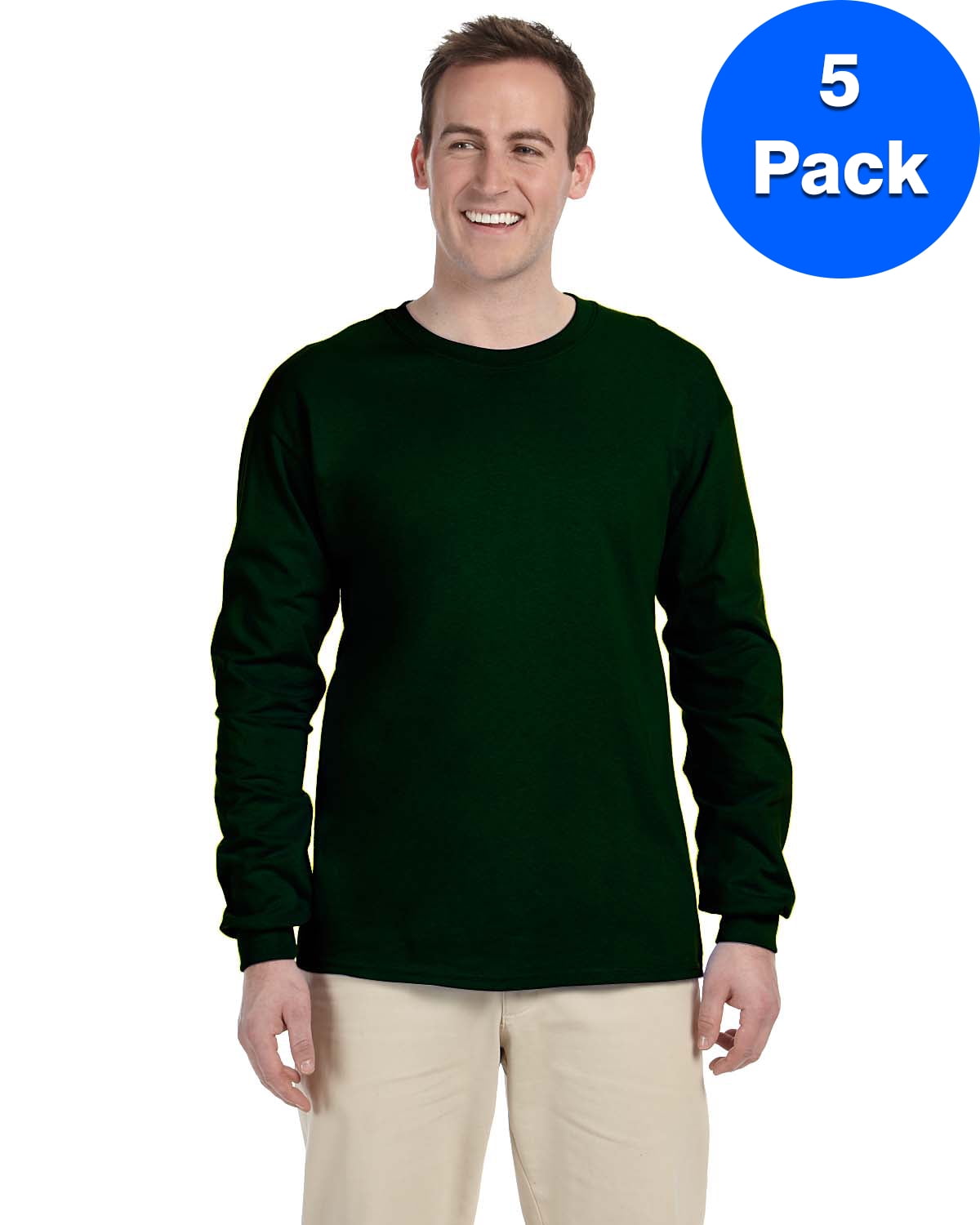 Mens 6.1 oz. Ultra Cotton Long-Sleeve T-Shirt 5 Pack - Walmart.com