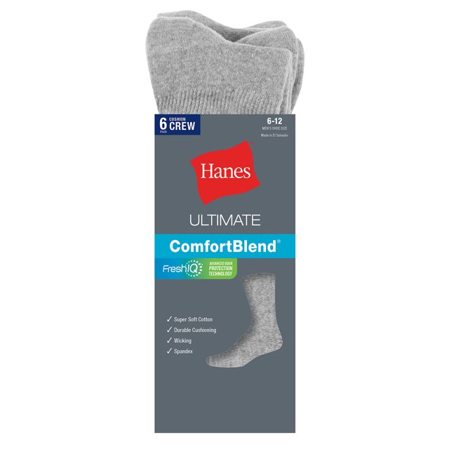 Mens 6-Pack Classics Dyed Crew Sock 038257752601