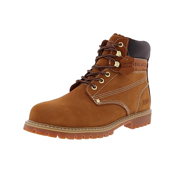 Mens 6” Waterproof Full Grain Leather Slip Resistant Steel Toe Work Boots, Brown, 9.5M