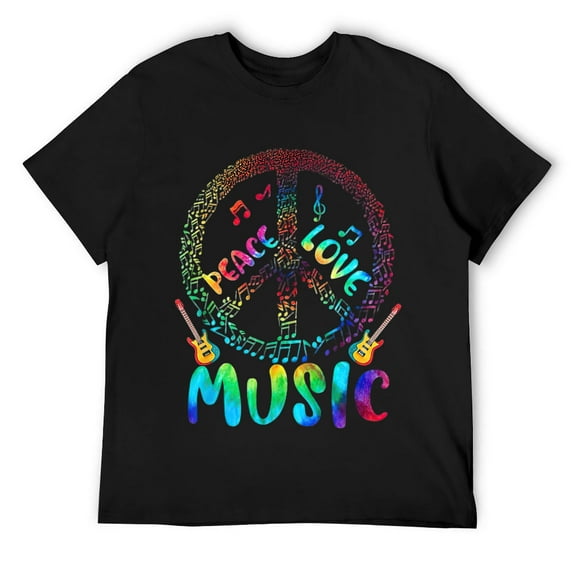 Mens 60s 70s Tie Die Hippie Costume T-Shirt Black 4XL