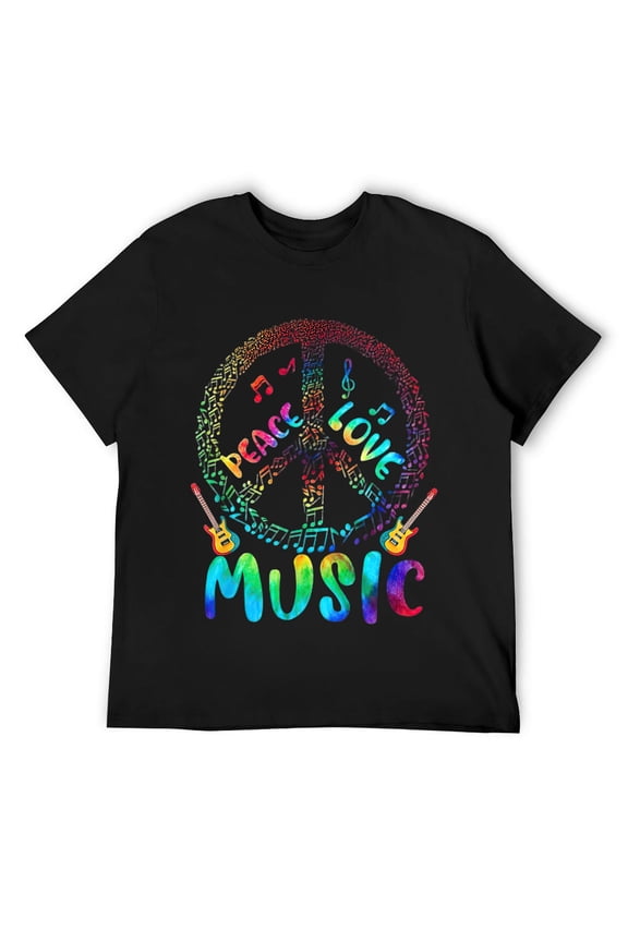 Mens 60s 70s Tie Die Hippie Costume T-Shirt Black 4XL