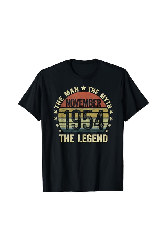 Mens 66 Years Old Birthday Gifts Man Myth Legend November 1954 T-Shirt Vintage Tee -Birthday Gifts