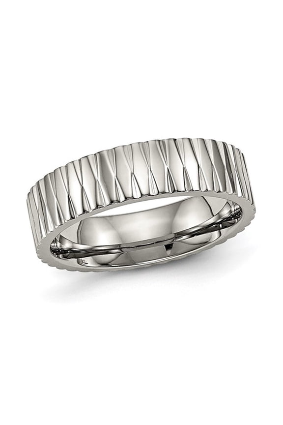 Gem & Harmony Mens 6mm Textured Titanium Wedding Band Ring for Men