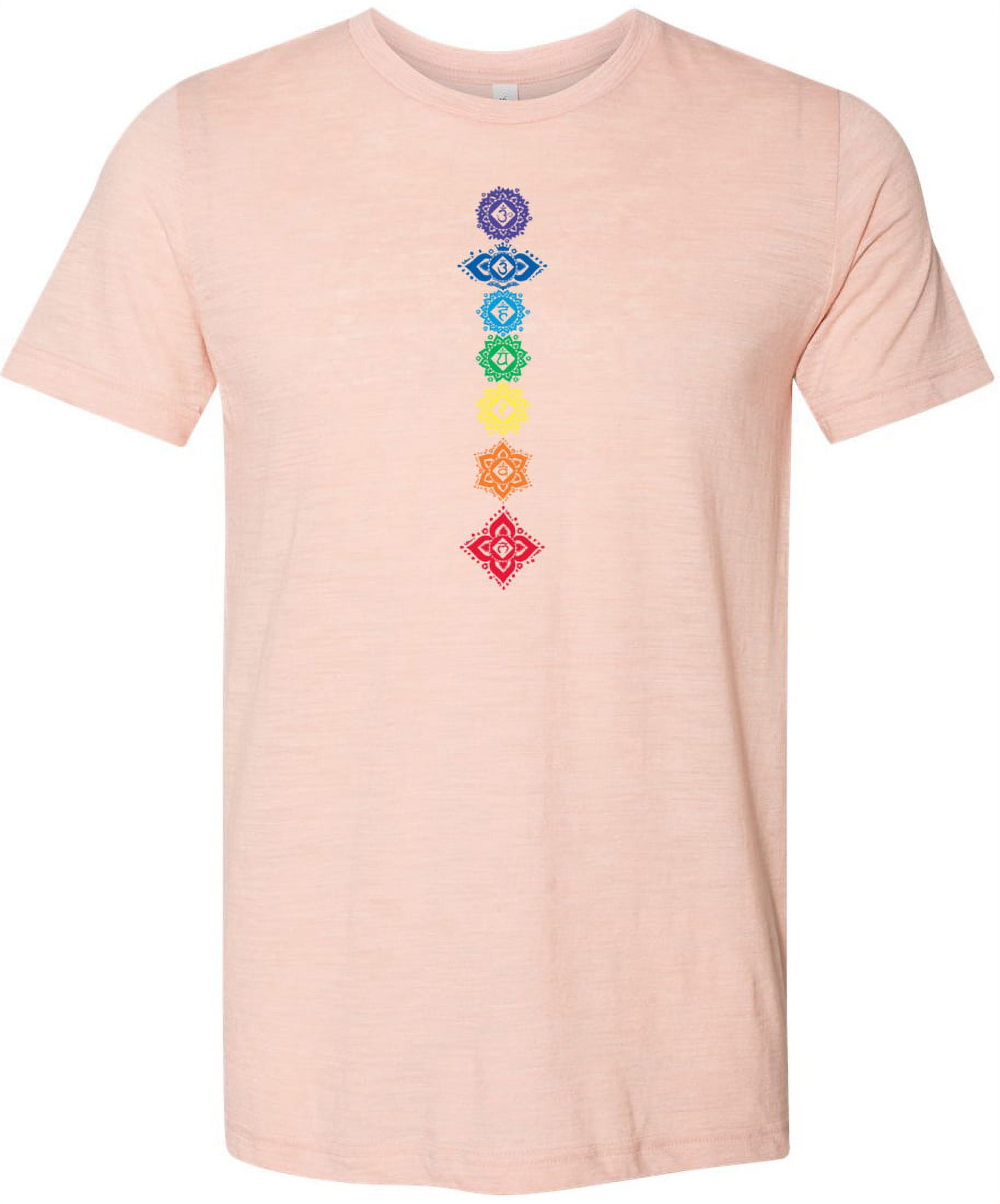 Mens 7 Colored Chakras Burnout Yoga T-shirt, Small Olive Slub 