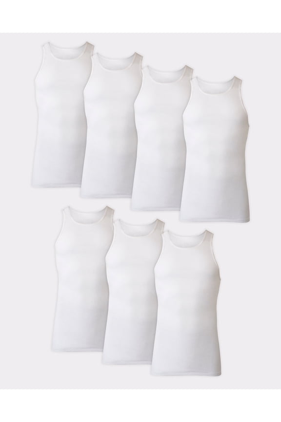ComfortSoft Men's Tank Undershirt, White, 7-Pack L