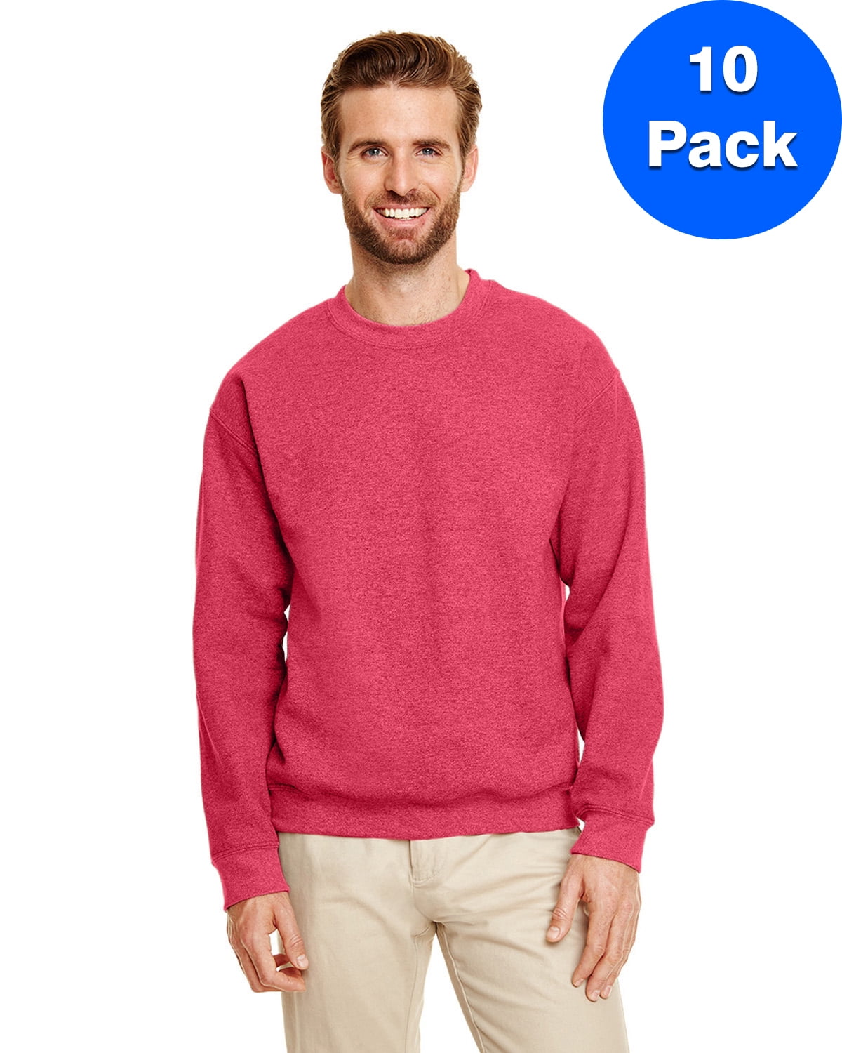 Mens 8 oz Heavy Blend 50/50 Fleece Crew 10 Pack