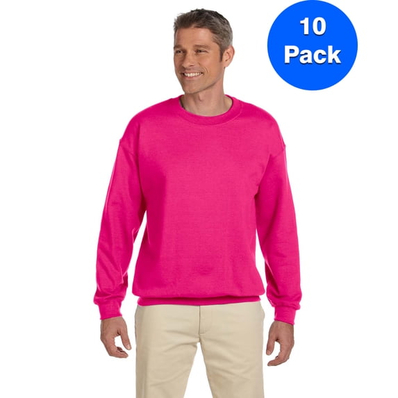 Mens 8 oz Heavy Blend 50/50 Fleece Crew 10 Pack