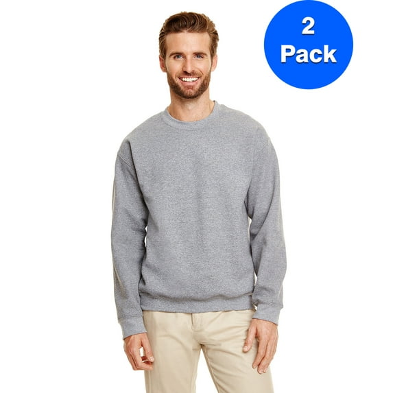 Mens 8 oz Heavy Blend 50/50 Fleece Crew 2 Pack