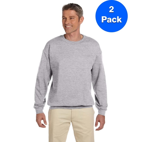 Mens 8 oz Heavy Blend 50/50 Fleece Crew 2 Pack