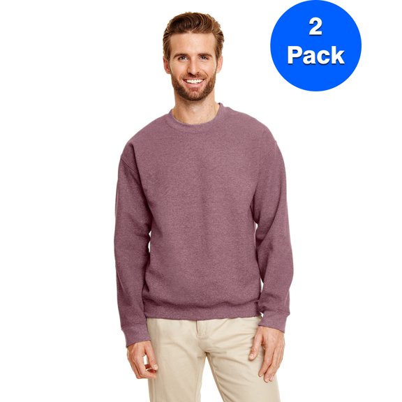 Mens 8 oz Heavy Blend 50/50 Fleece Crew 2 Pack
