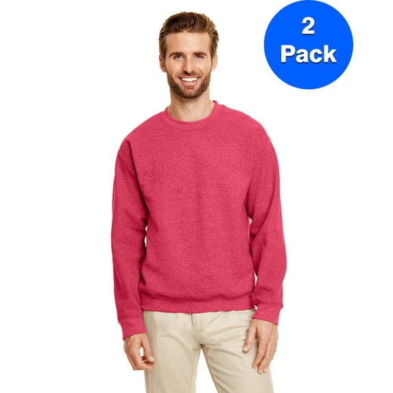 Mens 8 oz Heavy Blend 50/50 Fleece Crew 2 Pack