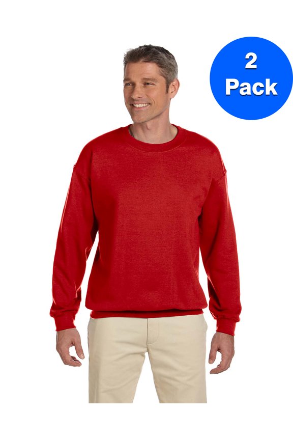 Mens 8 oz Heavy Blend 50/50 Fleece Crew 2 Pack