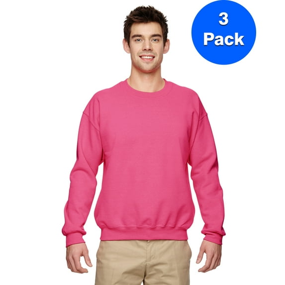 Mens 8 oz Heavy Blend 50/50 Fleece Crew 3 Pack