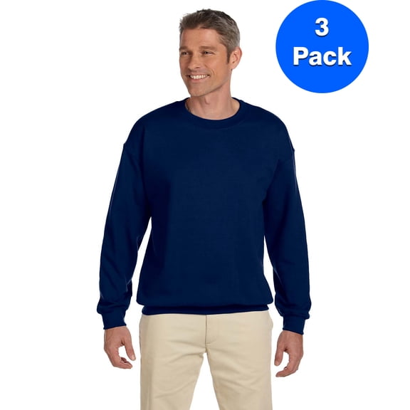 Mens 8 oz Heavy Blend 50/50 Fleece Crew 3 Pack