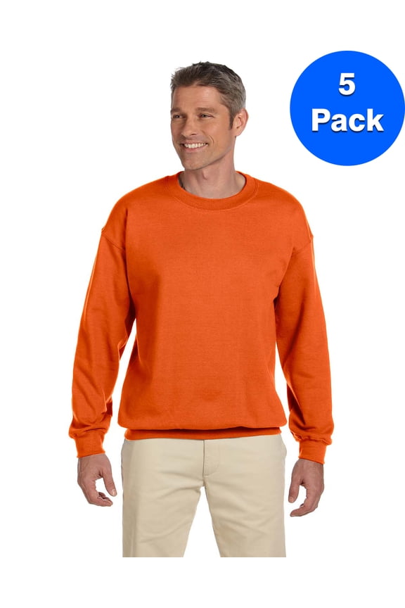 Mens 8 oz Heavy Blend 50/50 Fleece Crew 5 Pack