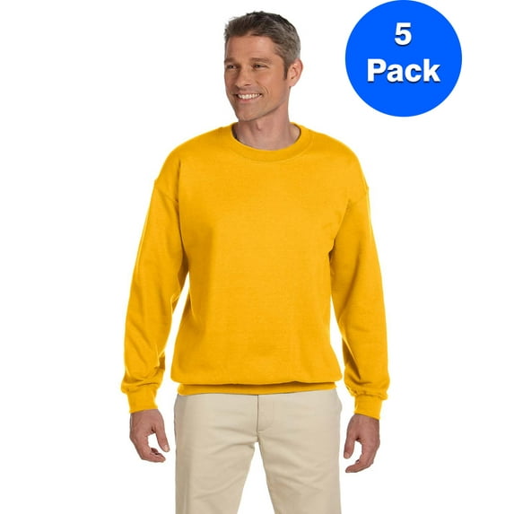 Mens 8 oz Heavy Blend 50/50 Fleece Crew 5 Pack
