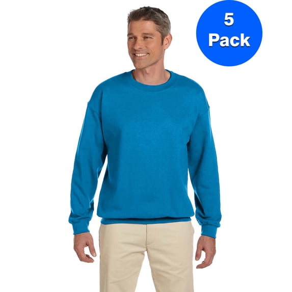 Mens 8 oz Heavy Blend 50/50 Fleece Crew 5 Pack