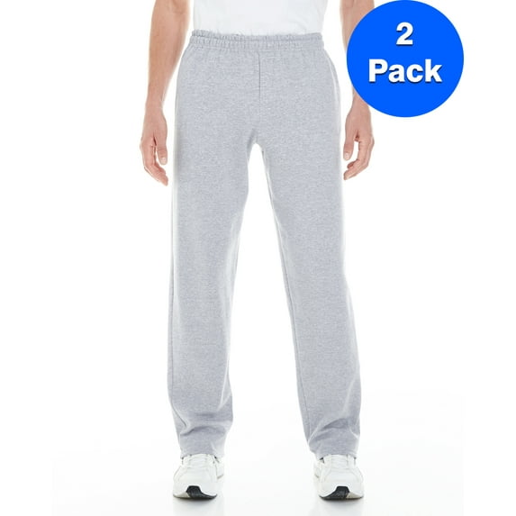 Mens 8 oz. Open-Bottom Sweatpants with Pockets 2 Pack