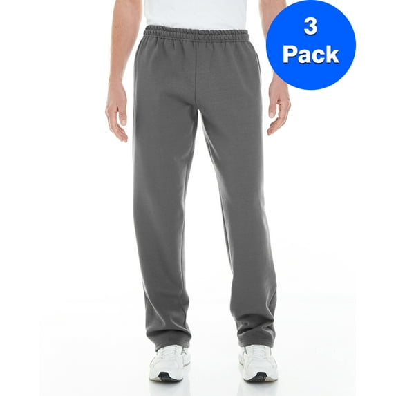 Mens 8 oz. Open-Bottom Sweatpants with Pockets 3 Pack