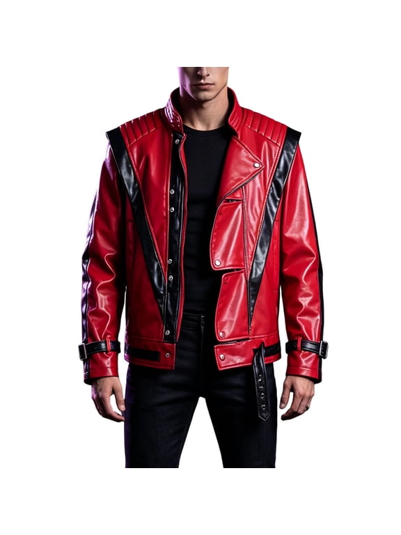 Mens 80s Star Red Jacket Singer Costume Halloween