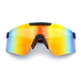 thumbnail image 1 of Mens 80s Vibe Color Mirror Rimless Oversized Shield Sport Sunglasses [Black - Orange Mirror], 1 of 7