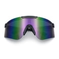 thumbnail image 1 of Mens 80s Vibe Color Mirror Rimless Oversized Shield Sport Sunglasses [Slate - Purple Mirror], 1 of 7