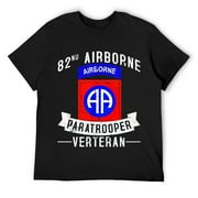 Mens 82nd Airborne Division Paratrooper Army Veteran T-Shirt Black X-Large
