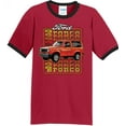 thumbnail image 1 of Mens '83 Ford Bronco Truck 100% Cotton Ringer Tee Shirt, 3XL Red/Black, 1 of 1