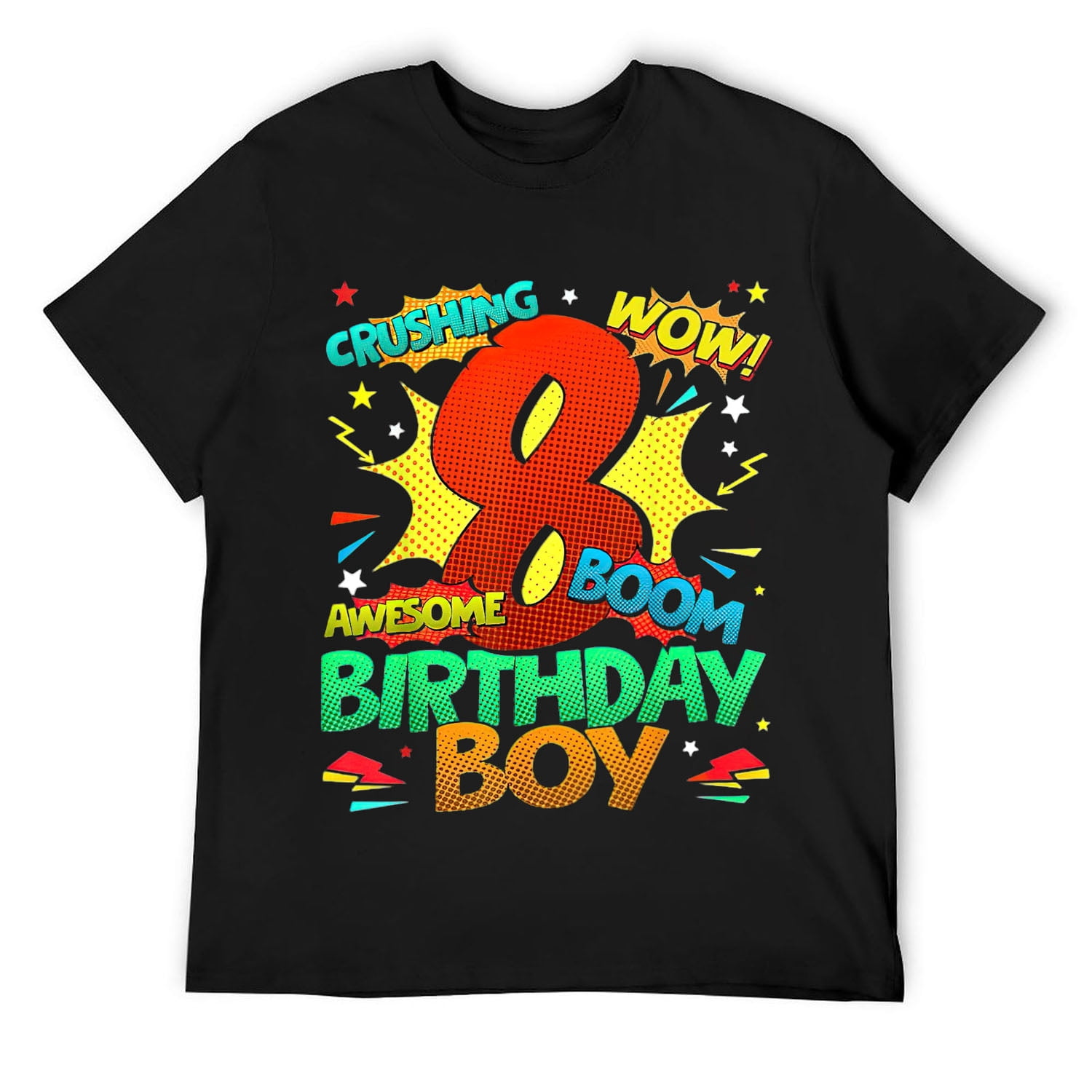 Mens 8th Birthday Kids Comic Style Kids Boys 8 Year Old Gifts T-Shirt Black S