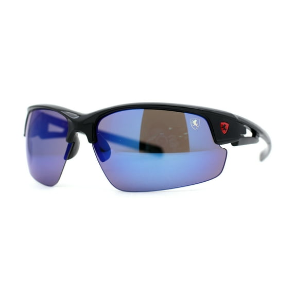 Mens 90s Color Mirror Classic Baseball Halfrim Sport Sunglasses Black Blue Mirror