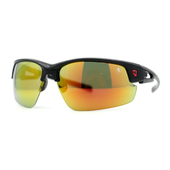 Mens 90s Color Mirror Classic Baseball Halfrim Sport Sunglasses Black Red Orange Mirror