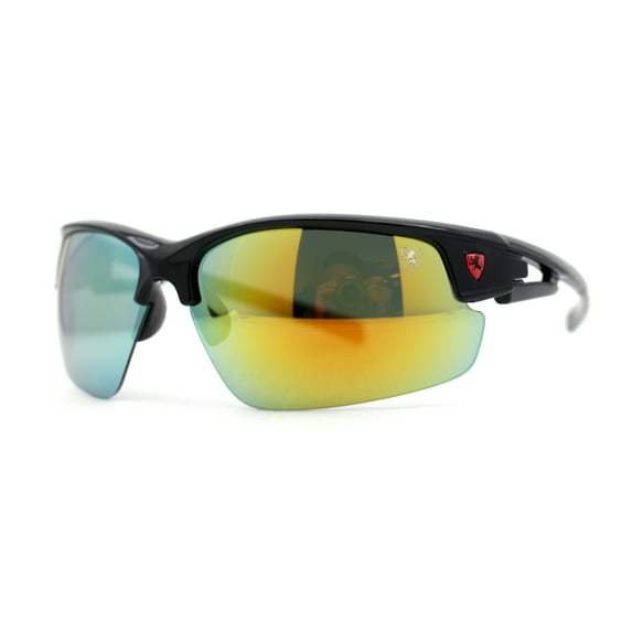 Mens 90s Color Mirror Classic Baseball Halfrim Sport Sunglasses Black Yellow Mirror