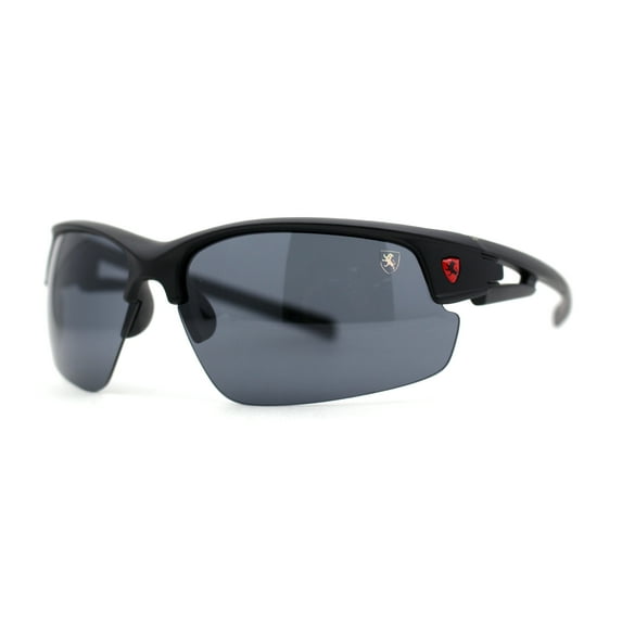 Mens 90s Color Mirror Classic Baseball Halfrim Sport Sunglasses Matte Black