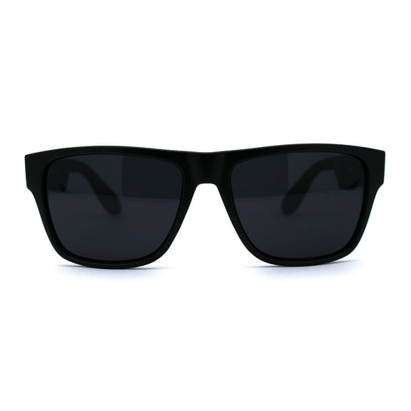 Mens 90s Hipster Rectangle Horn Rim Dapper Plastic Sunglasses Matte Black