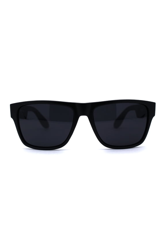 Mens 90s Hipster Rectangle Horn Rim Dapper Plastic Sunglasses Matte Black