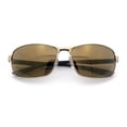 thumbnail image 1 of Mens 90s Rectangular Metal Rim Sport Wrap Arm Sunglasses Gold - Gold Mirror, 1 of 8