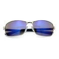thumbnail image 1 of Mens 90s Rectangular Metal Rim Sport Wrap Arm Sunglasses Silver - Blue Mirror, 1 of 8