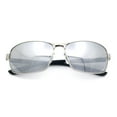 thumbnail image 1 of Mens 90s Rectangular Metal Rim Sport Wrap Arm Sunglasses Silver - Silver Mirror, 1 of 8