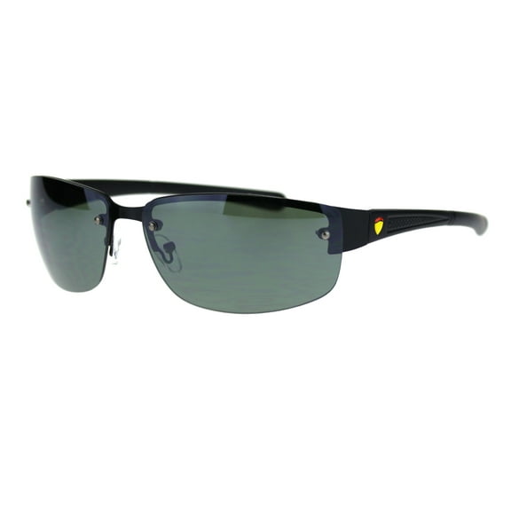 Mens 90s Rimless Narrow Rectangular Luxury Designer Style Classy Sunglasses Black Green