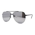 thumbnail image 1 of Mens 90s Rimless Officer Style Mirrored Lens Air Force Sunglasses Black Silver Mirror, 1 of 4