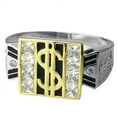 thumbnail image 1 of Mens 925 Sterling Silver $ Dollar Sign Black & Gold Finish Iced Bling Pinky Hip Hop Ring Size 13, 1 of 10